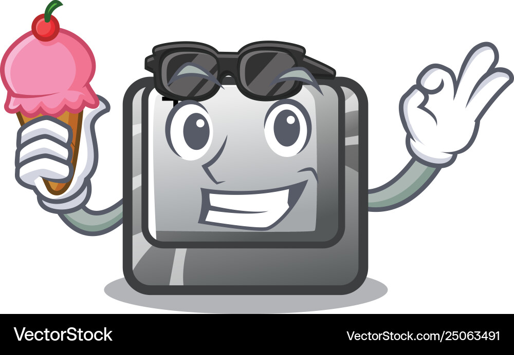 With ice cream t button installed on character vector image