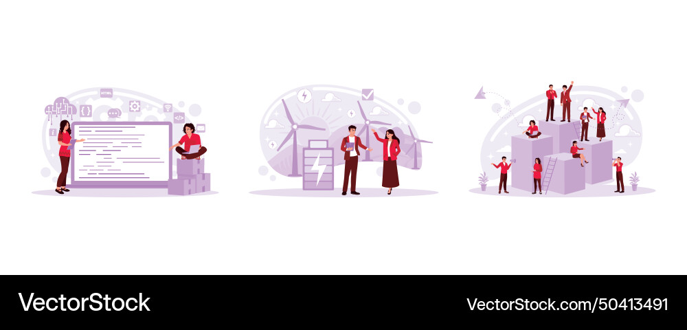 Woman hand coding html and programming vector image