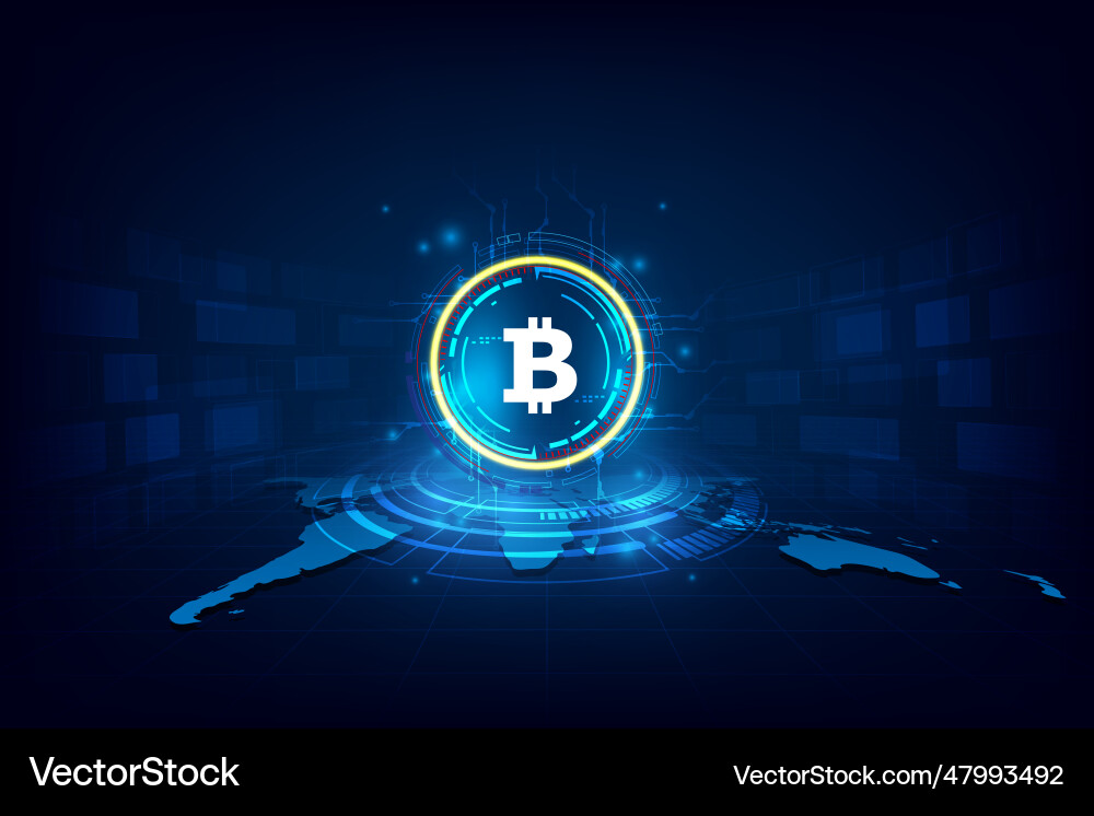 Abstract digital currency bitcoin with blockchain vector image