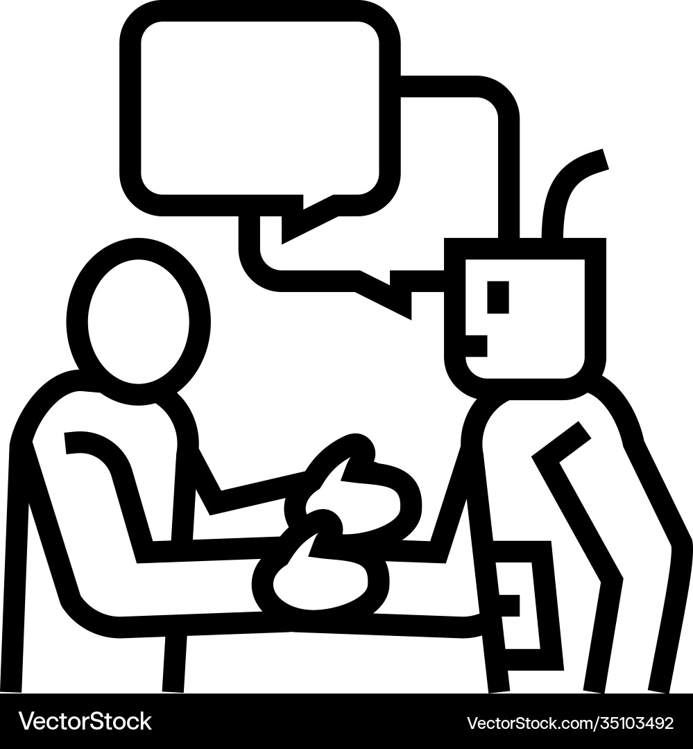 Artificial intelligence work introduction line Vector Image