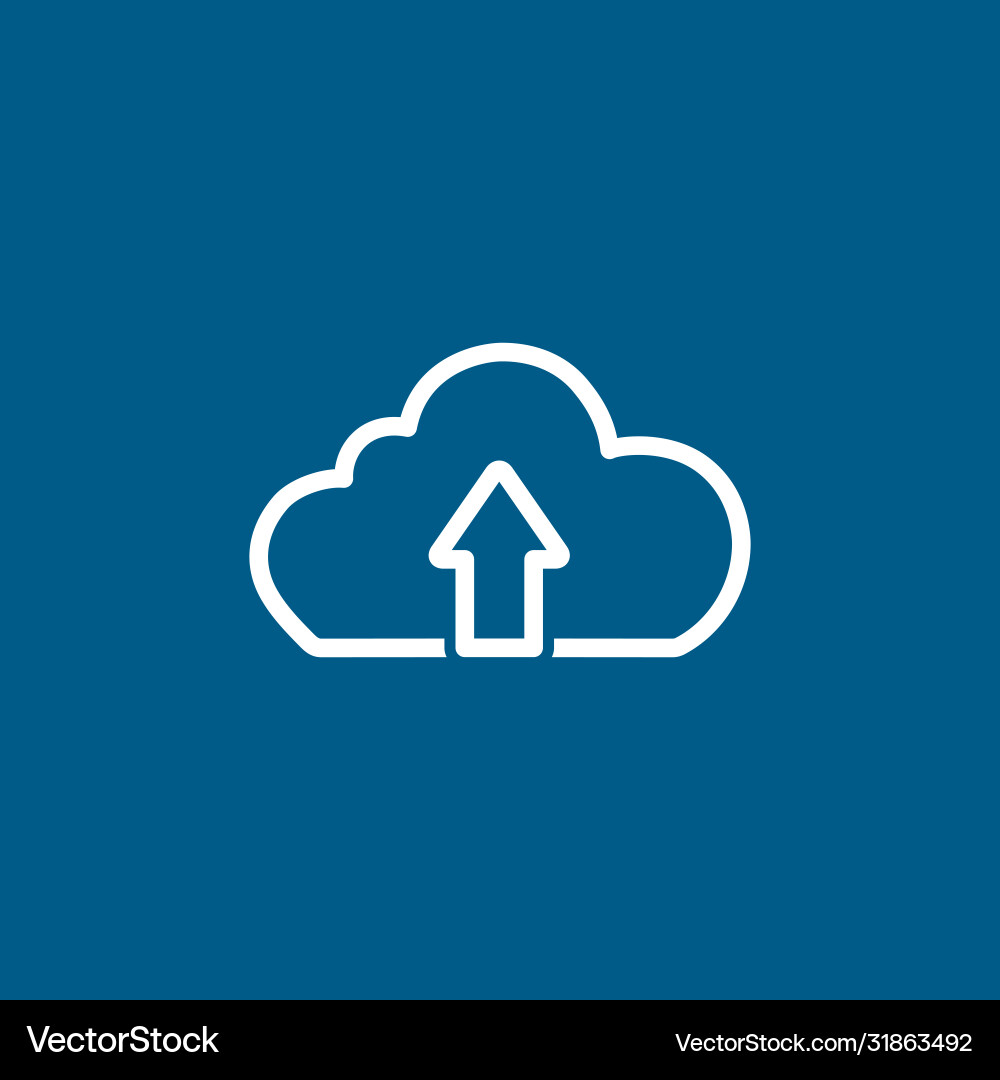 Cloud upload line icon on blue background Cloud upload line icon on blue background vector image