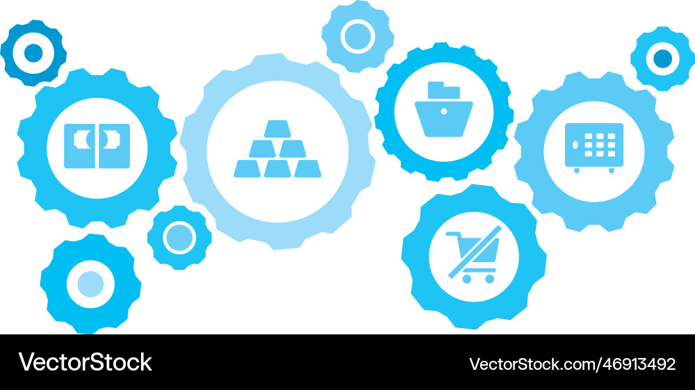 Connected gears and icons for logistic service Connected gears and icons for logistic service vector image