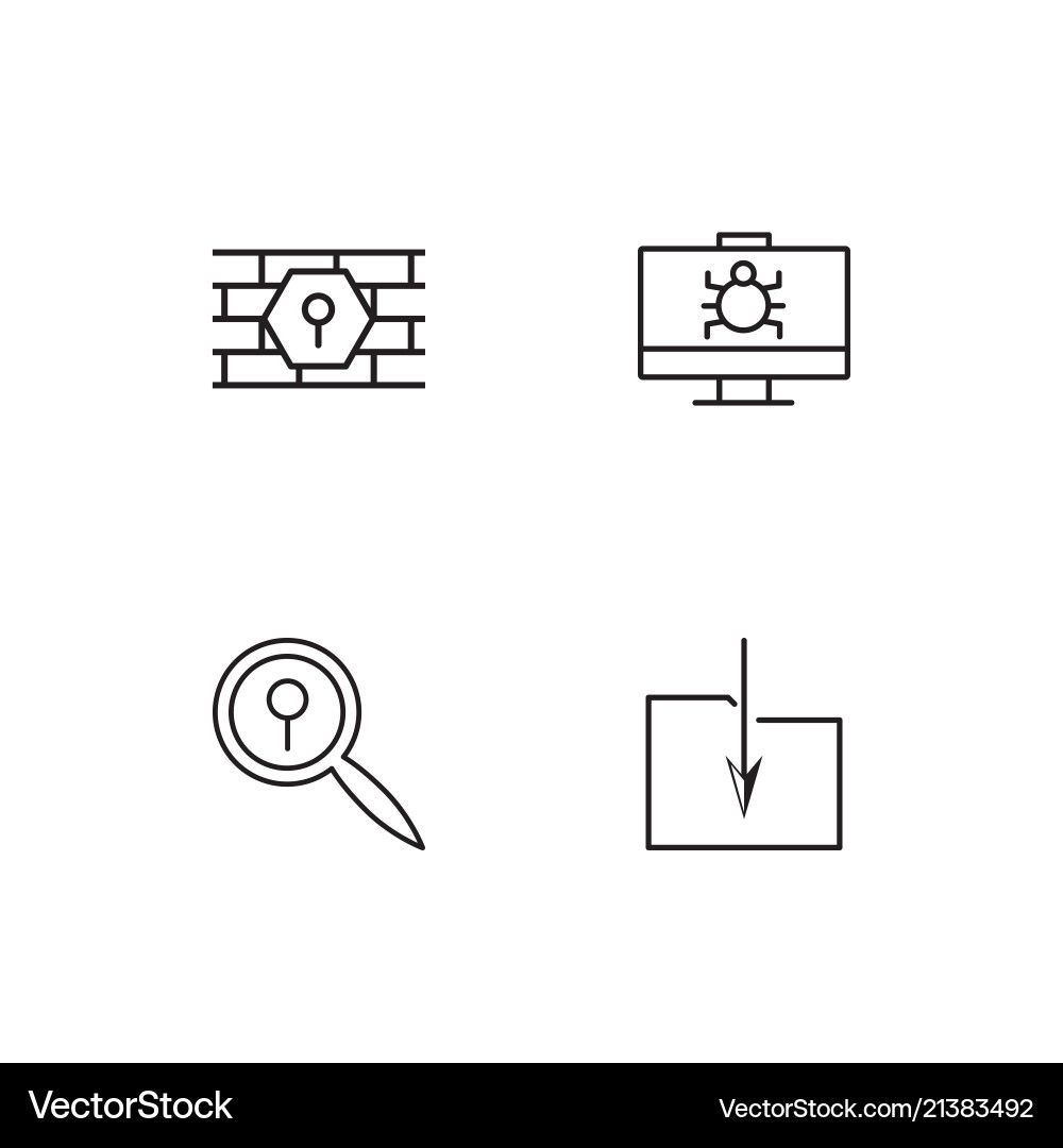 Cyber security linear icons set simple outline vector image