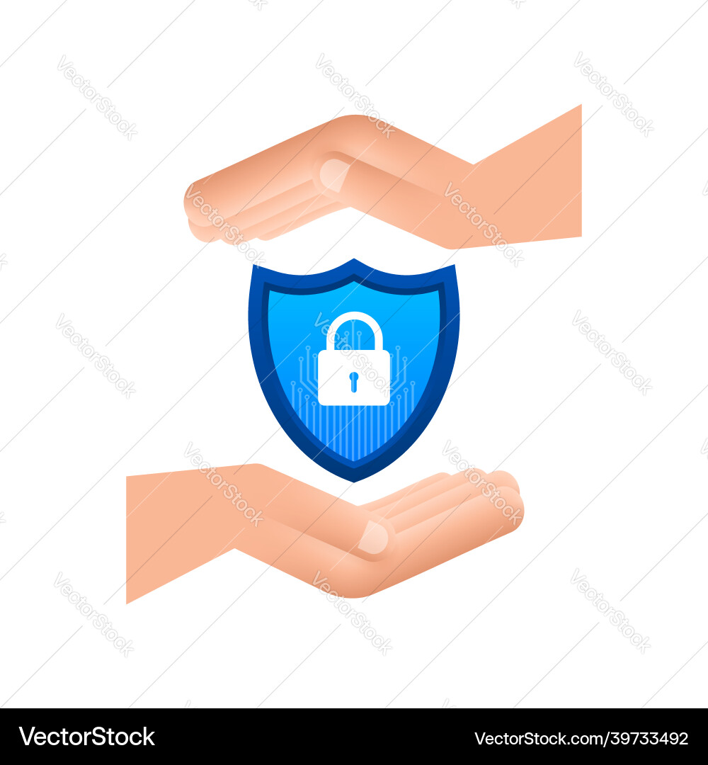Cyber security logo with shield and check Vector Image