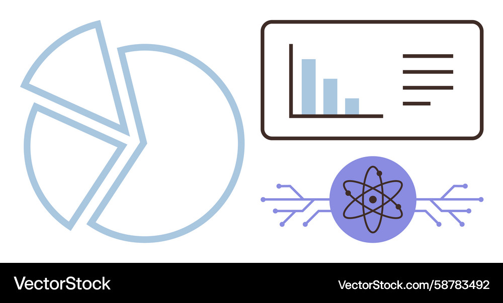 Data analysis with pie chart bar graph Vector Image
