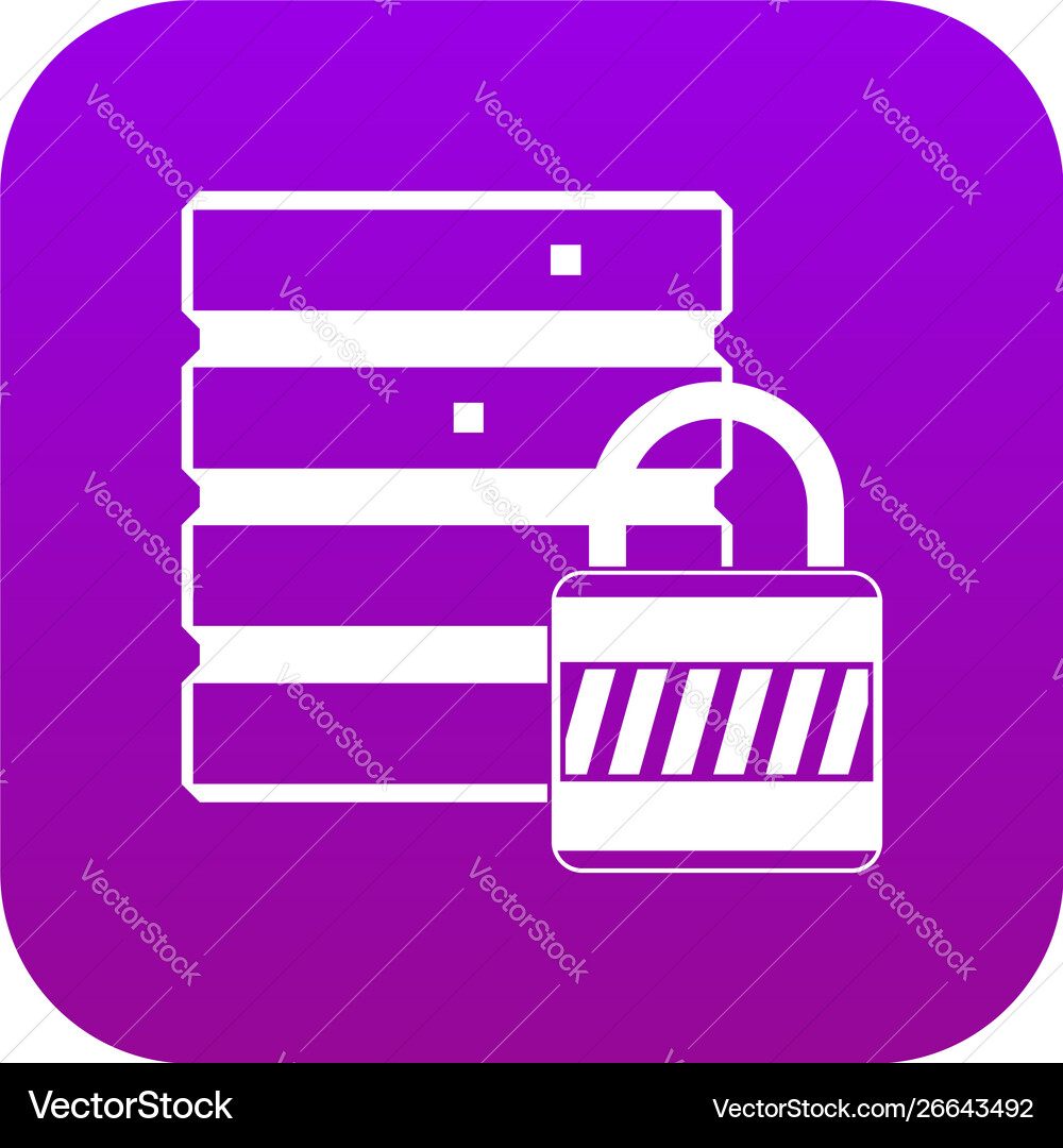 Database with padlock icon digital purple Database with padlock icon digital purple Vector Image