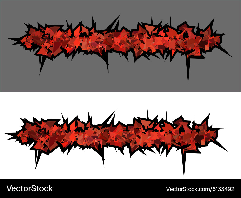 Graffiti abstract red spiked shape pattern on whit vector image