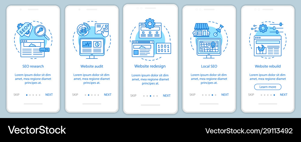 Onboarding Mobile App Page - Website Audit vector image
