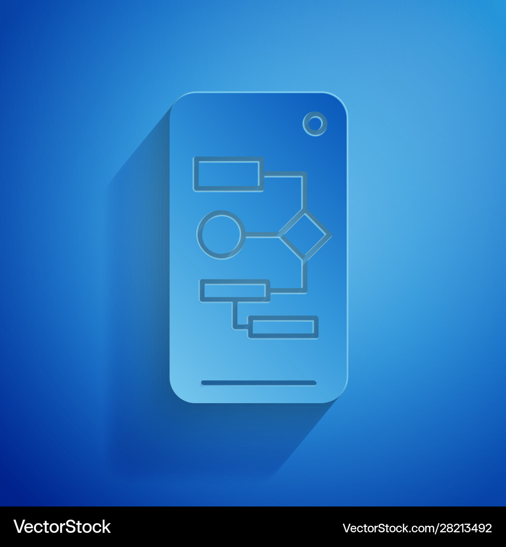 Paper cut algorithm icon isolated on blue Paper cut algorithm icon isolated on blue vector image