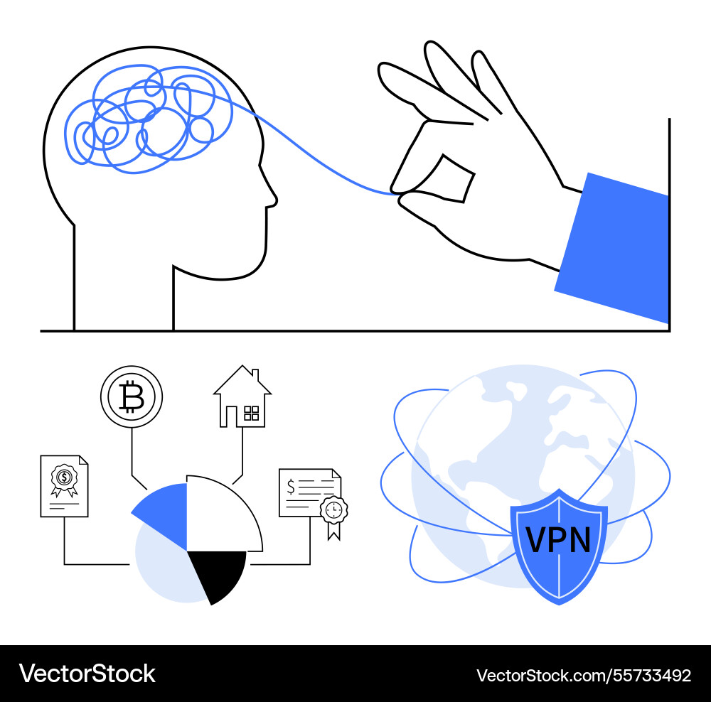 Problem-solving with mind clarity secure global Problem-solving with mind clarity secure global vector image