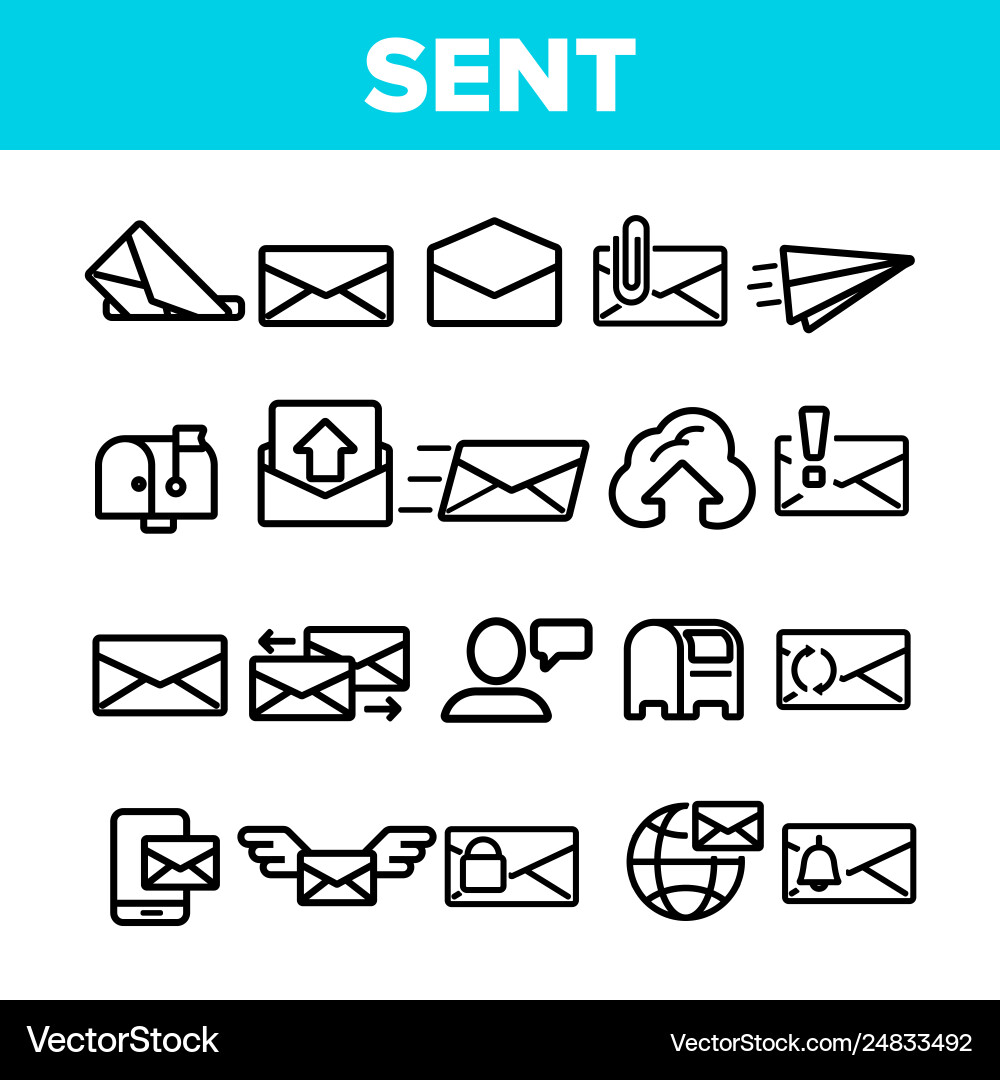 Send message linear thin icons set Vector Image