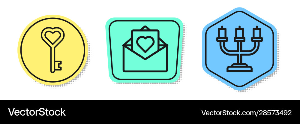 Set line key in heart shape envelope Set line key in heart shape envelope vector image