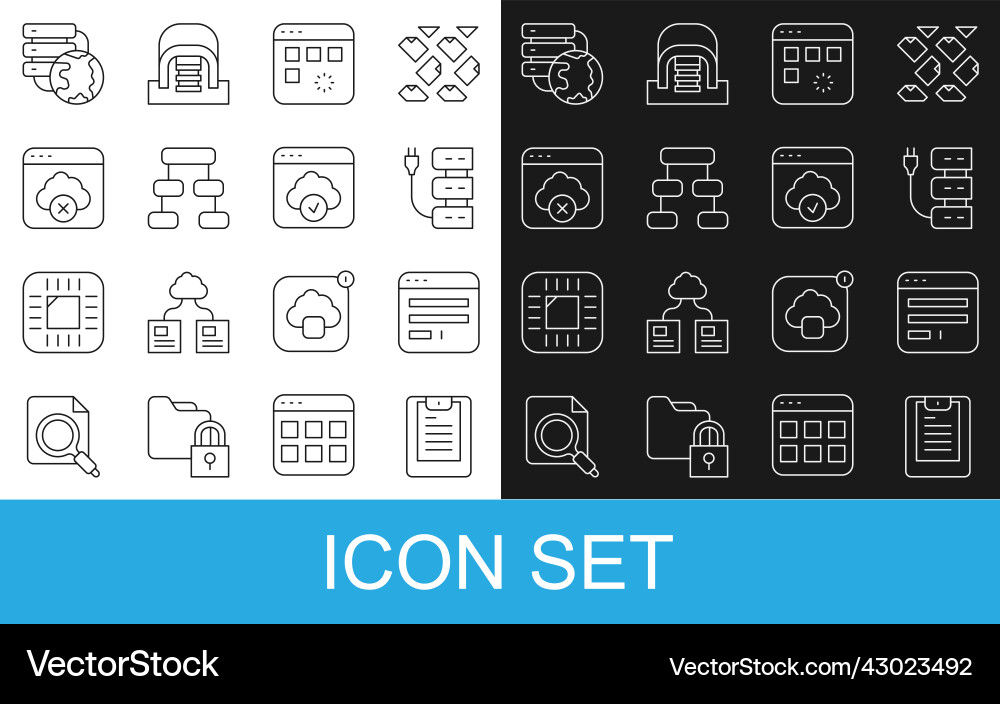 Set line server data report browser window Set line server data report browser window vector image
