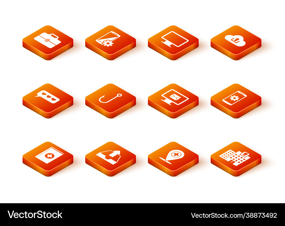 Set medical book upload inbox like and heart Vector Image