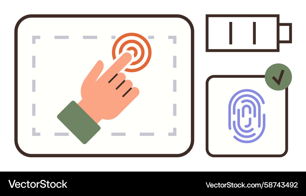 Touchscreen Authentication with Fingerprint Vector Image