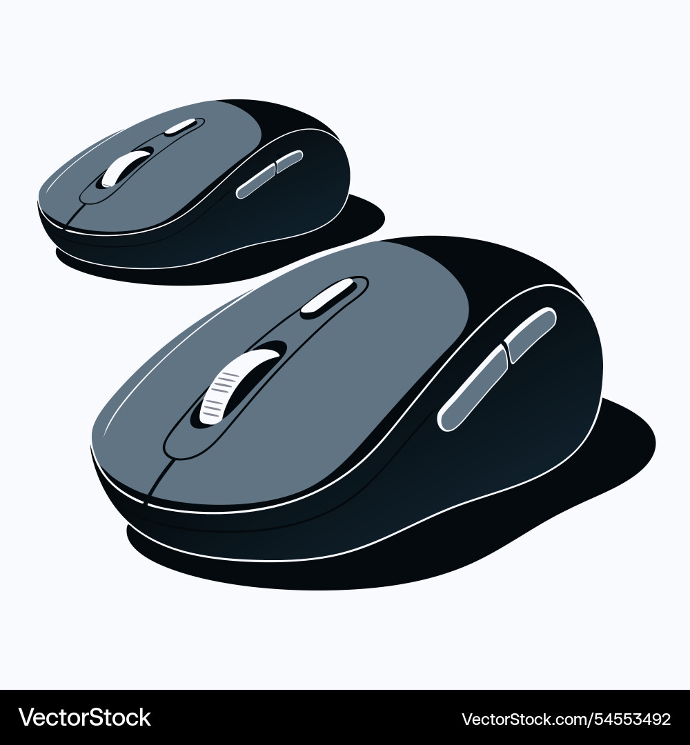 Two wireless computer mouse - modern design vector image