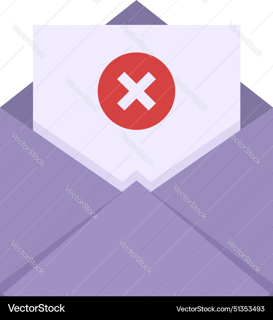 An envelope with a red error cross An envelope with a red error cross vector image