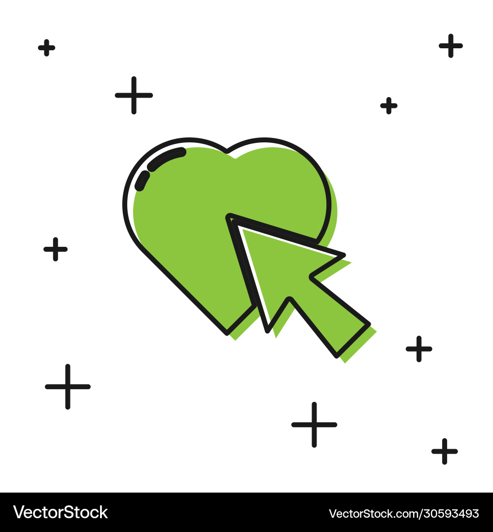 Black heart and cursor click icon isolated Black heart and cursor click icon isolated vector image
