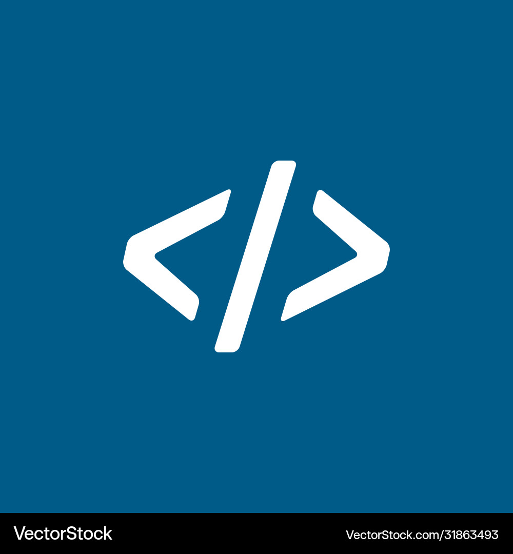 Code icon on blue background flat style Code icon on blue background flat style vector image