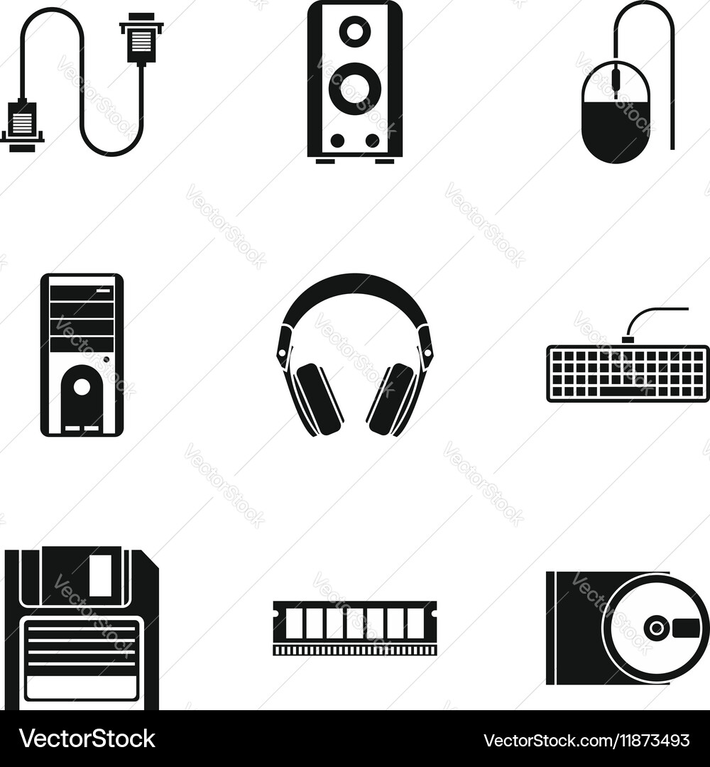 Computer icons set simple style vector image
