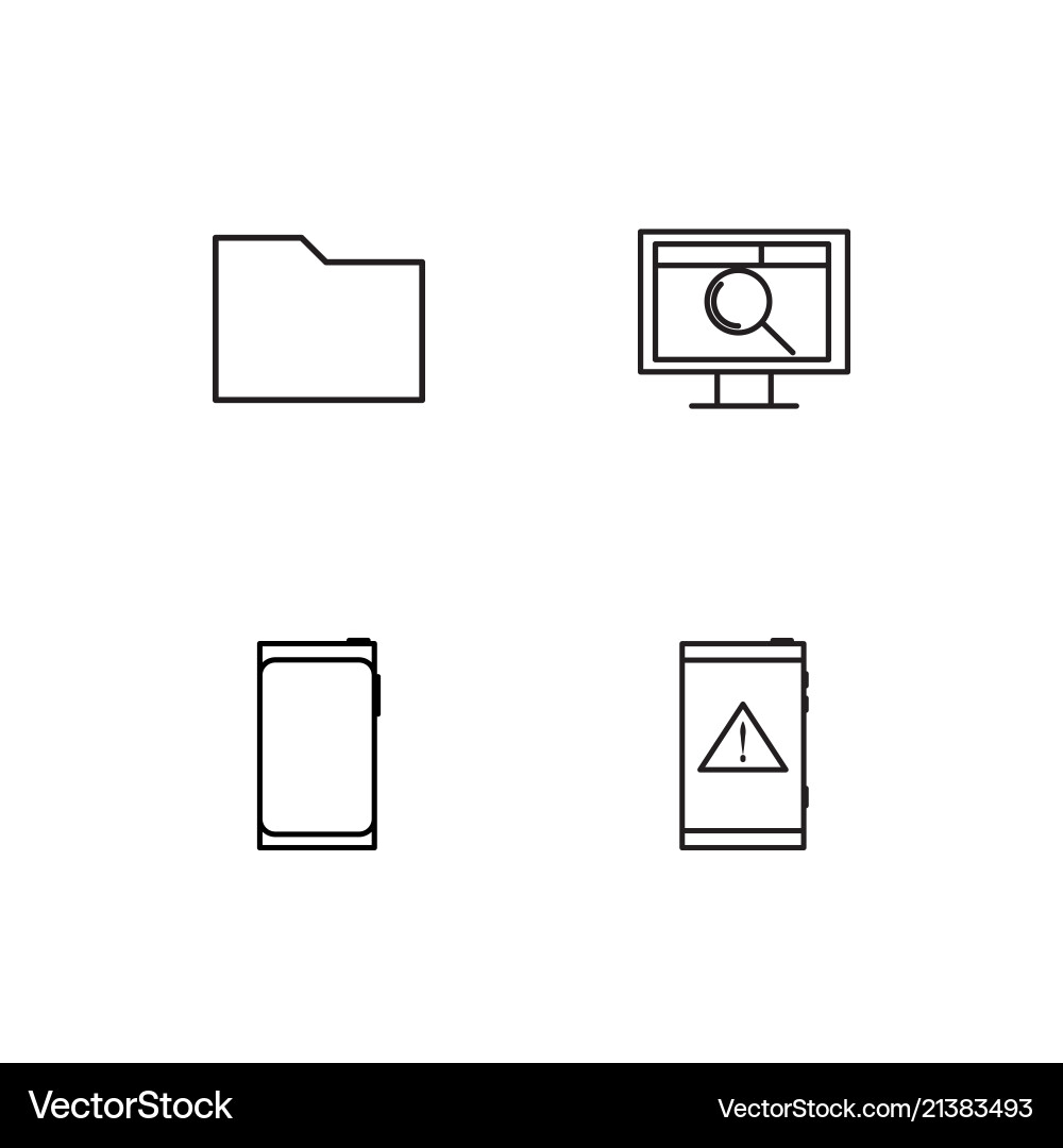 Cyber security linear icons set simple outline vector image