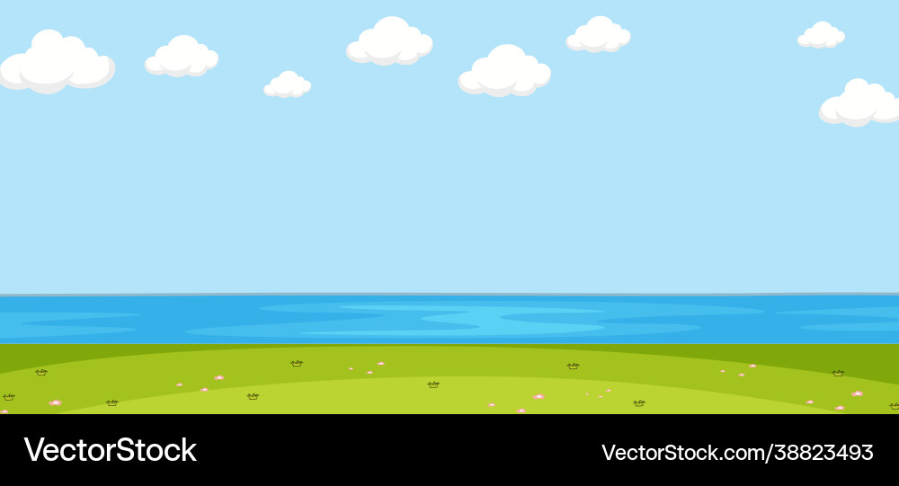 Empty park scene with river in simple style Empty park scene with river in simple style Vector Image