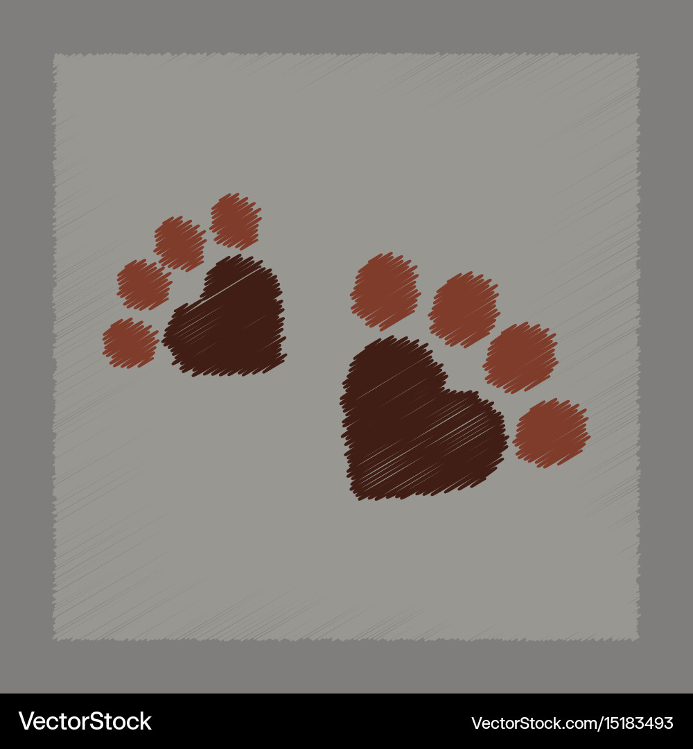 Flat shading style icon cat tracks vector image