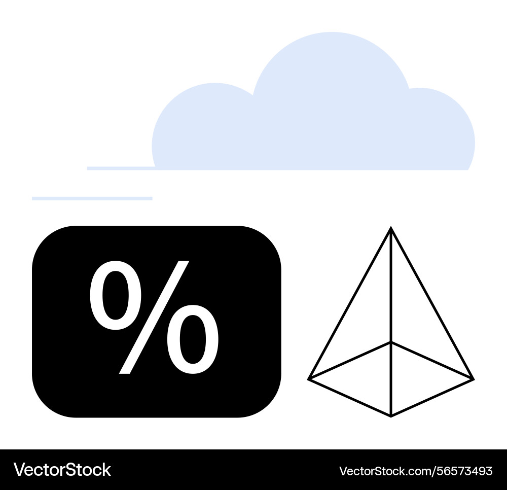 Geometry and percentage icon with cloud element Geometry and percentage icon with cloud element vector image