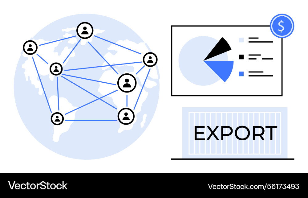 Globale Netzwerkdatenanalyse und Export Vektorbild