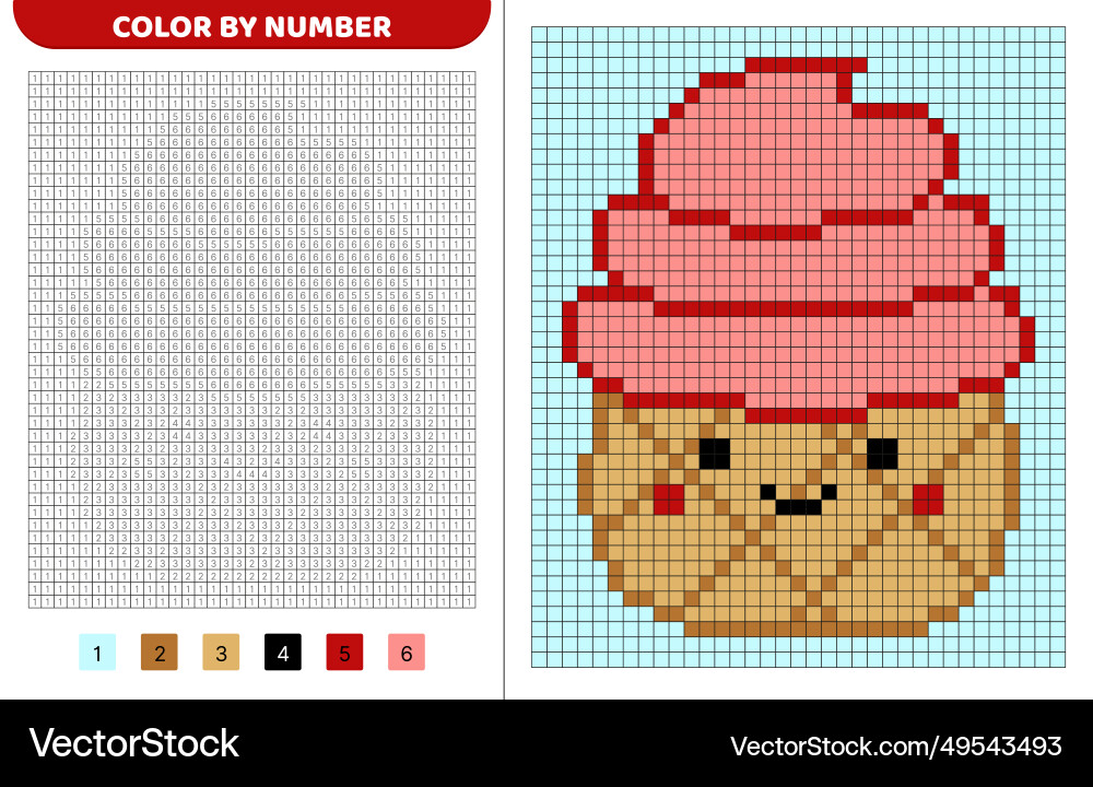 Ice Cream Squishmallow Color by Number vector image