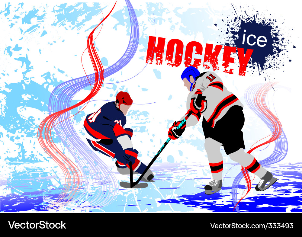 Ice Hockey Action Shot Vector Image