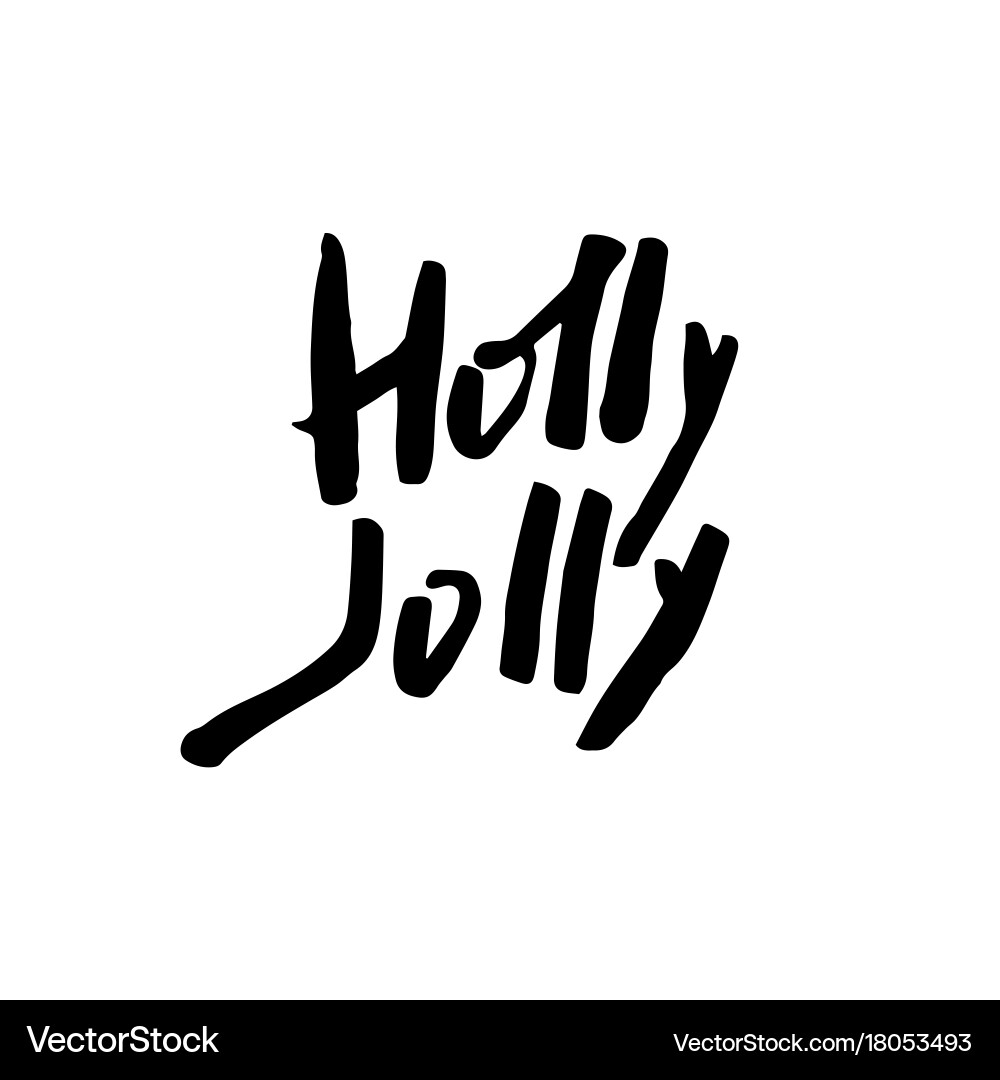 Merry christmas card with calligraphy holly jolly Vector Image