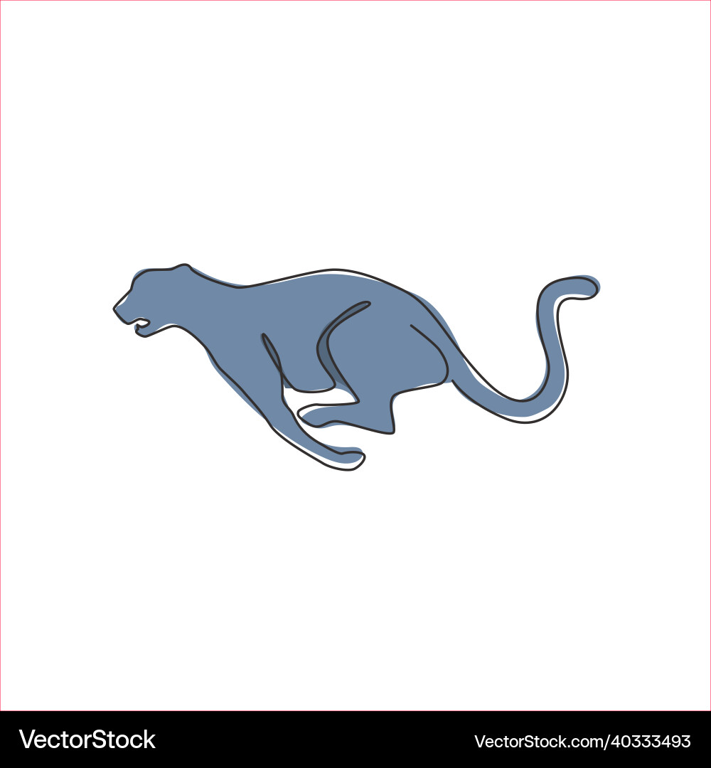 One single line drawing of jump running cheetah One single line drawing of jump running cheetah Vector Image