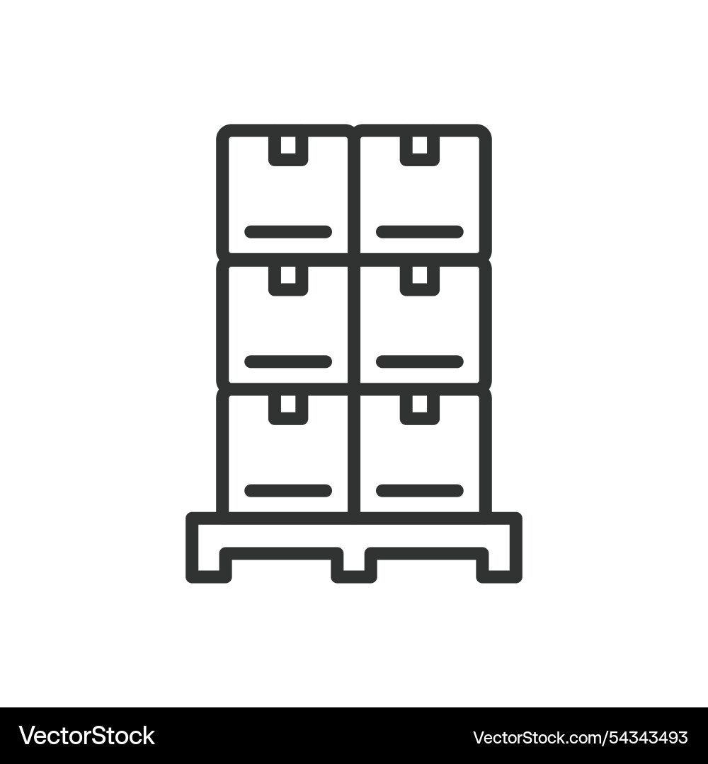 Pallet tarimas with boxes icon in line design Vector Image