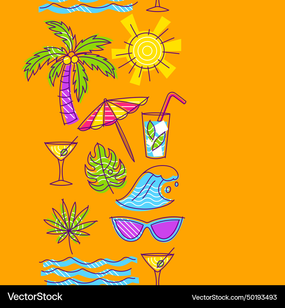 Pattern with summer items stylized beach objects Pattern with summer items stylized beach objects Vector Image