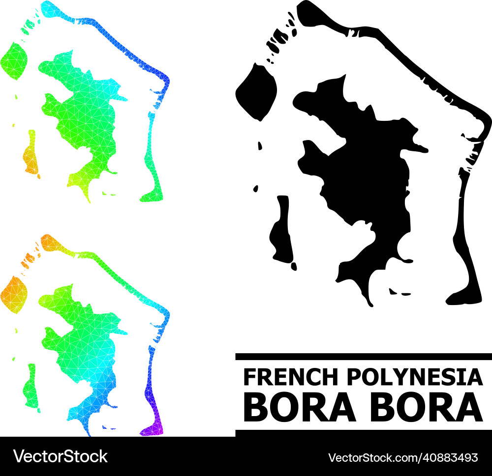 Polygonal rainbow map of bora-bora with diagonal Polygonal rainbow map of bora-bora with diagonal vector image