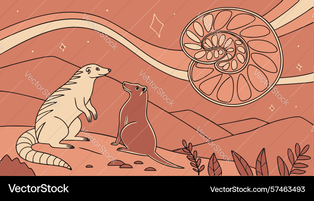 Seashell fossil in abstract setting timeless vector image