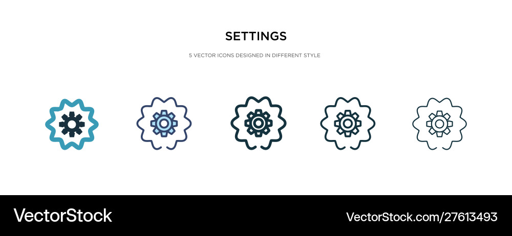 Settings icon in different style two colored Vector Image