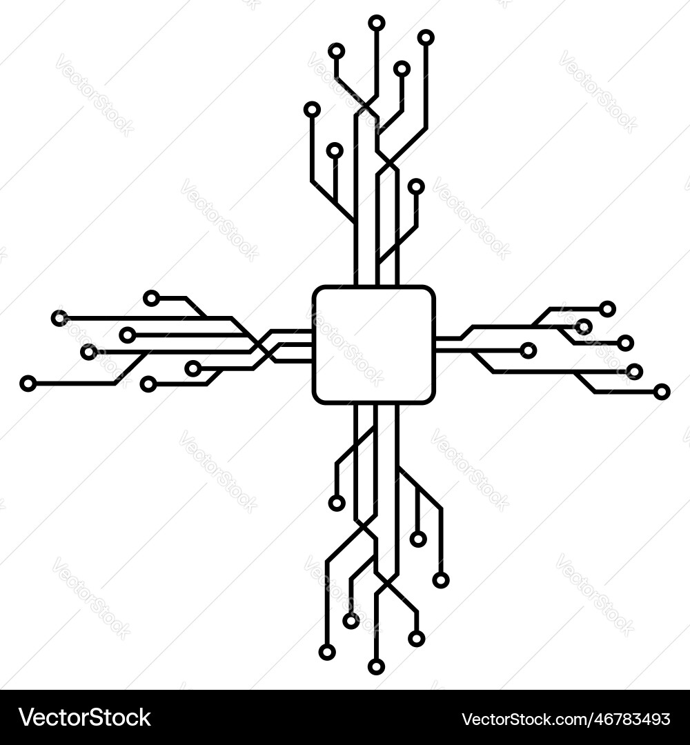 Silhouette of simple schematic chip or component Vector Image