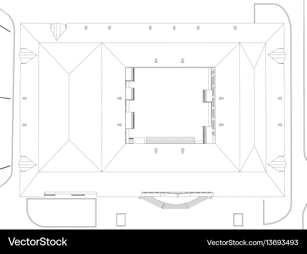 Wireframe Building Blueprint Vector Image