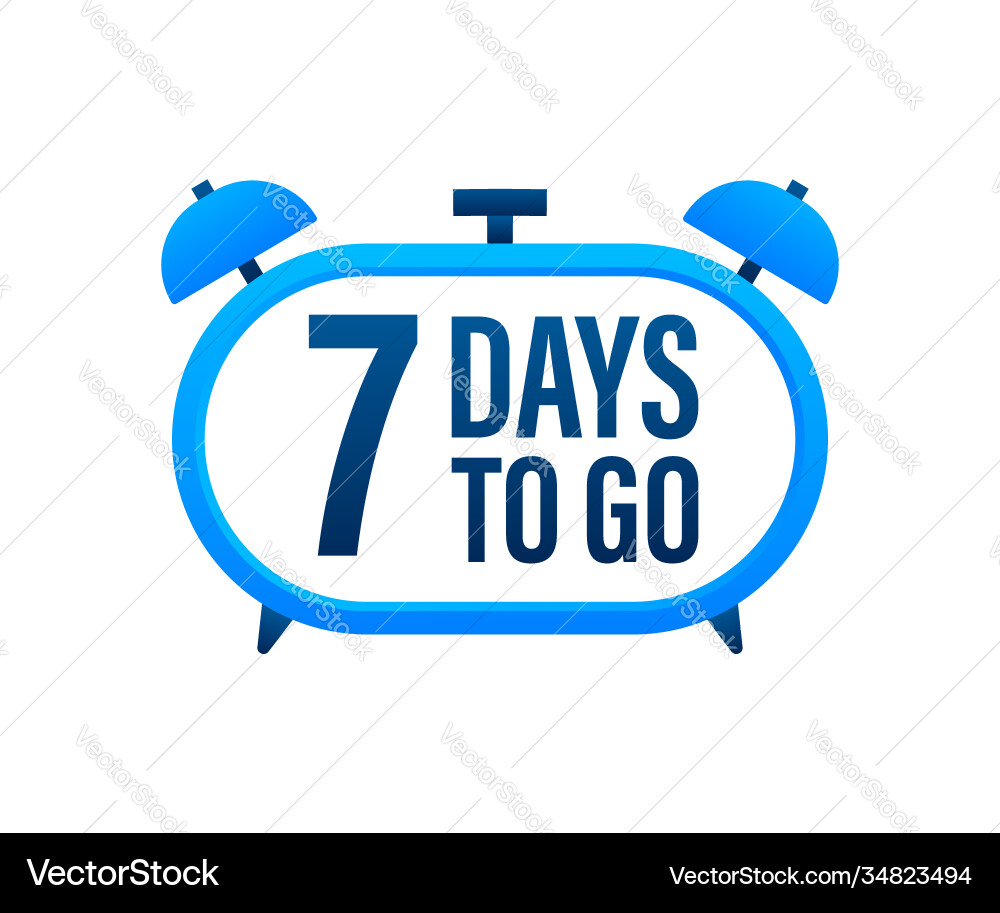 7 days to go countdown timer clock icon time vector image