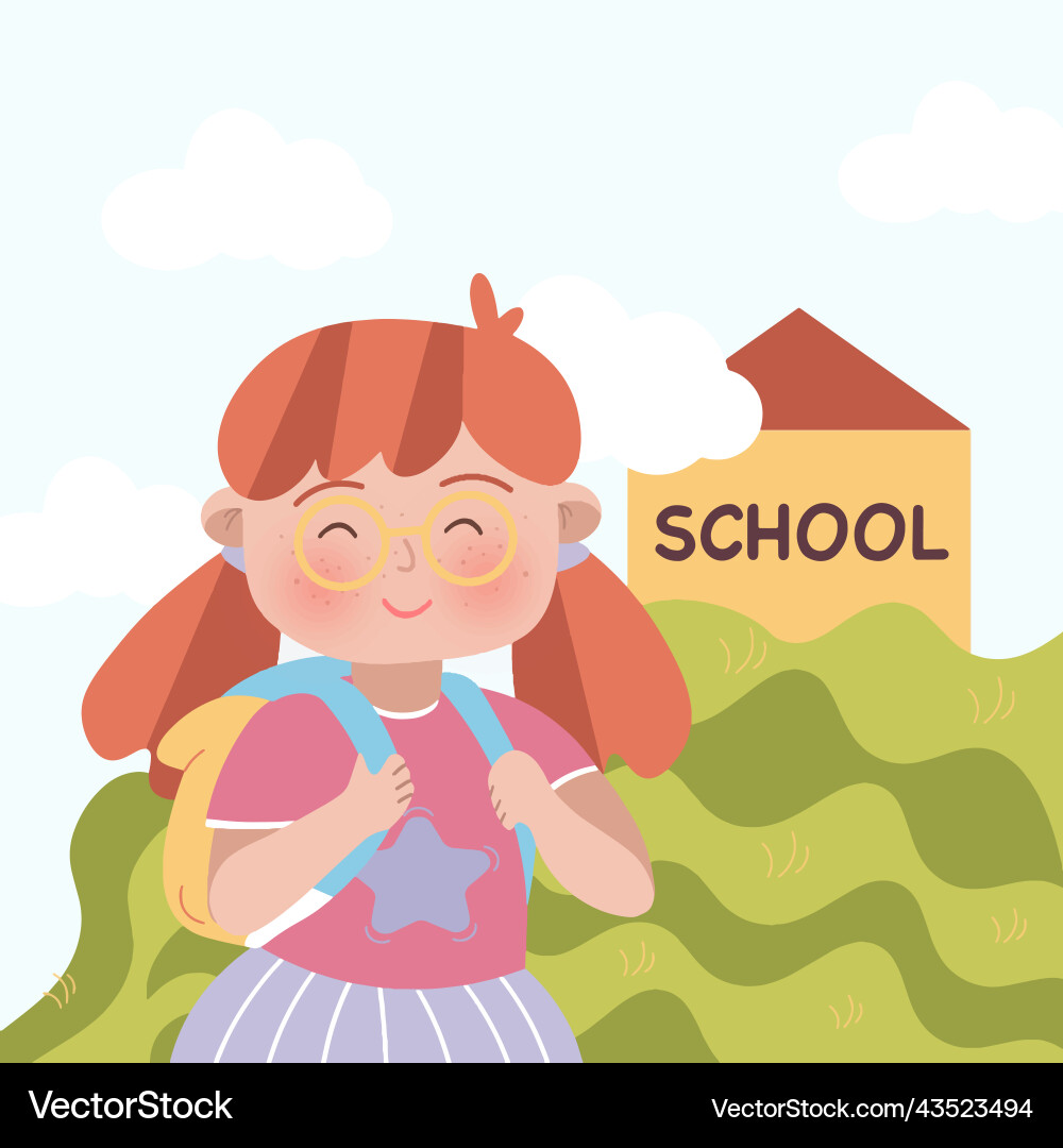 A girl with red hair stands against the background A girl with red hair stands against the background vector image