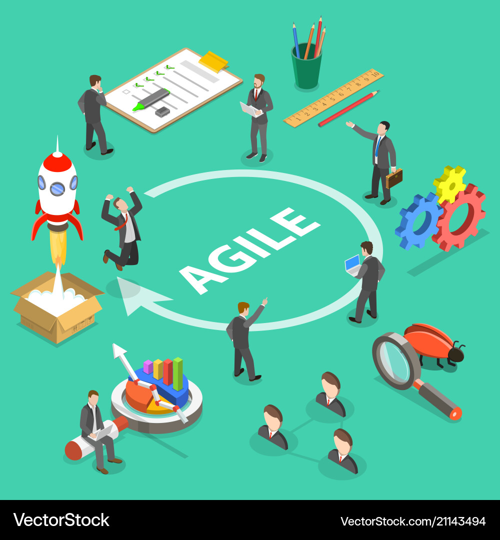 Agile Development Isometric Concept vector image