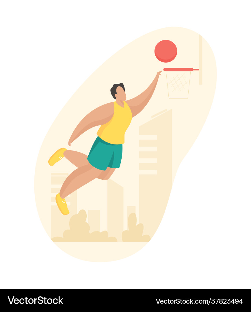 Basketball player throws ball into basket man Basketball player throws ball into basket man vector image