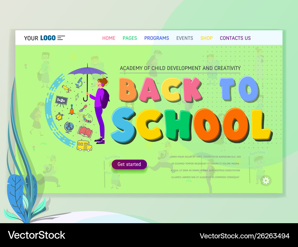 Concept schoolwork for website or web page Concept schoolwork for website or web page vector image