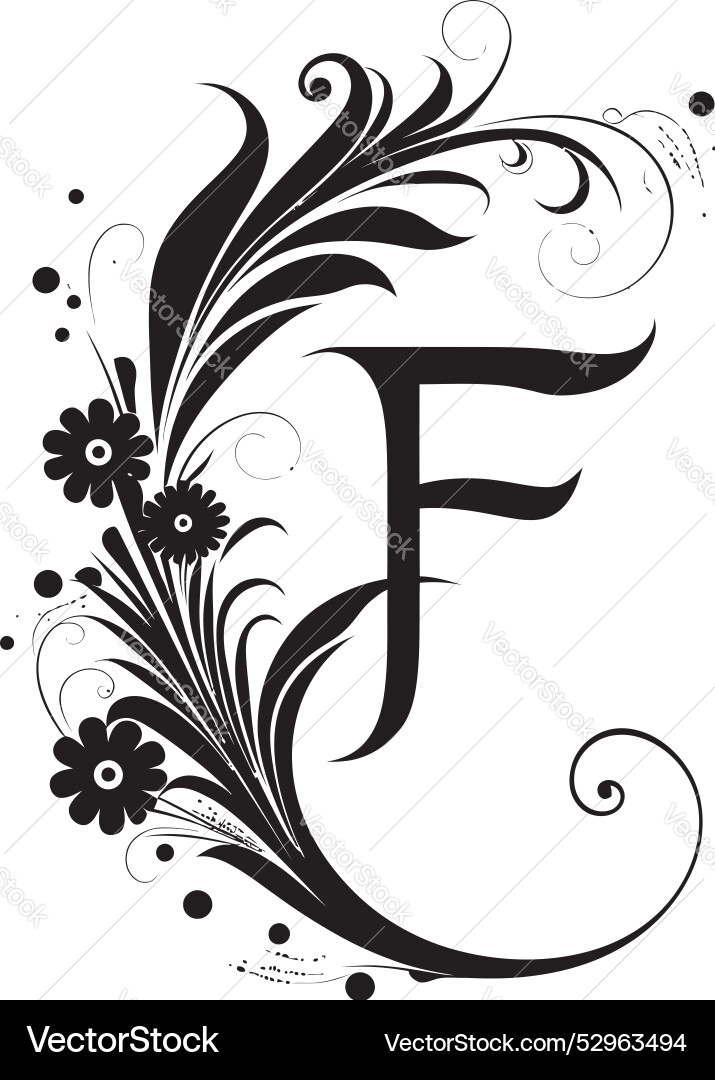 Flowing script dynamic font f decor feathered Flowing script dynamic font f decor feathered vector image