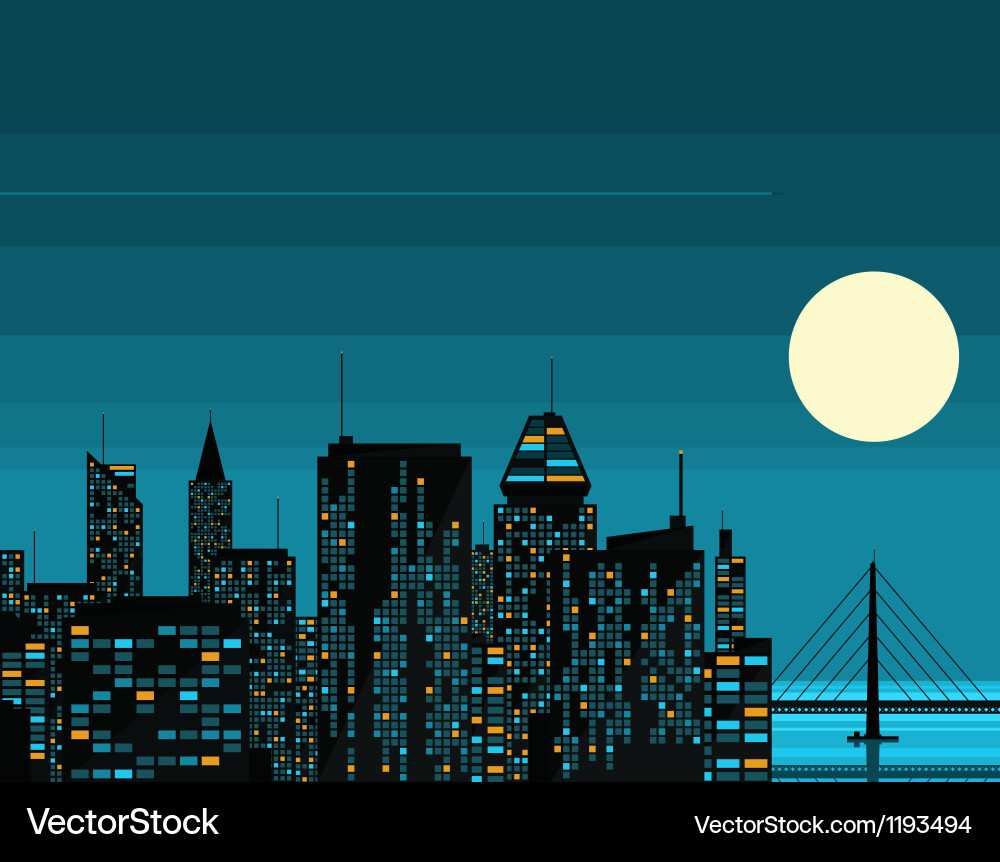Futuristische Stadtlandschaft mit Mond vektorbild
