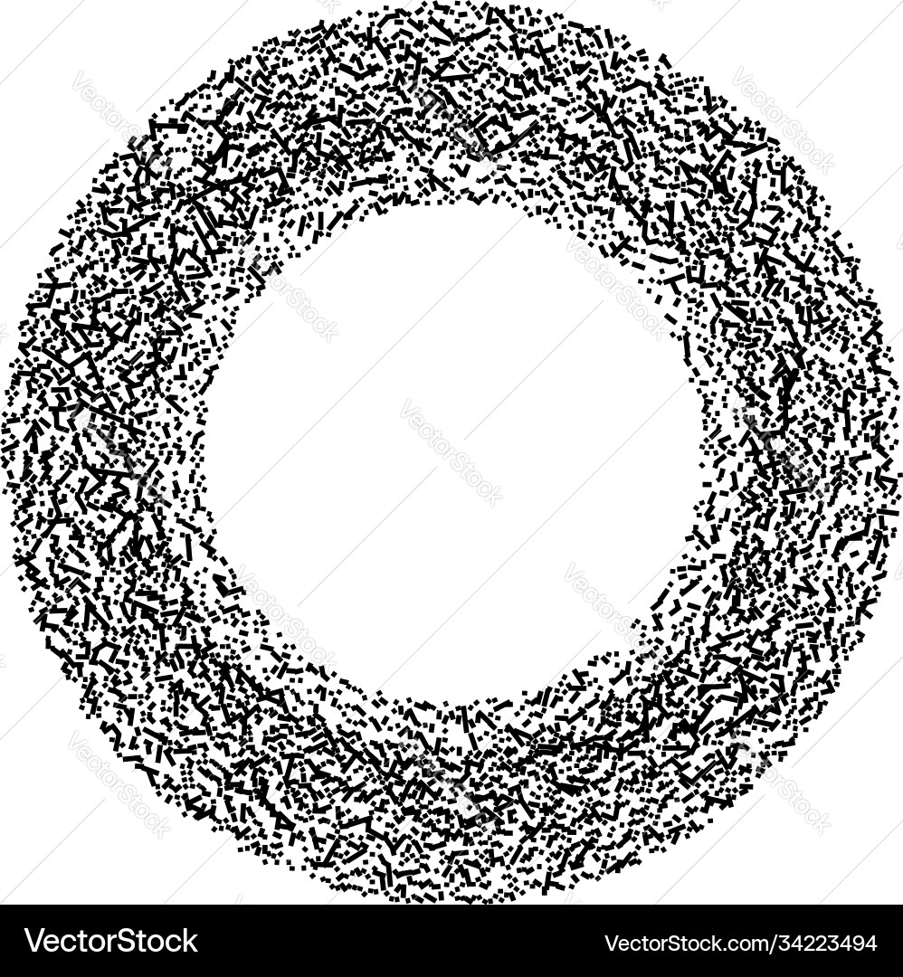 Grayscale random squares in circle formation Vector Image