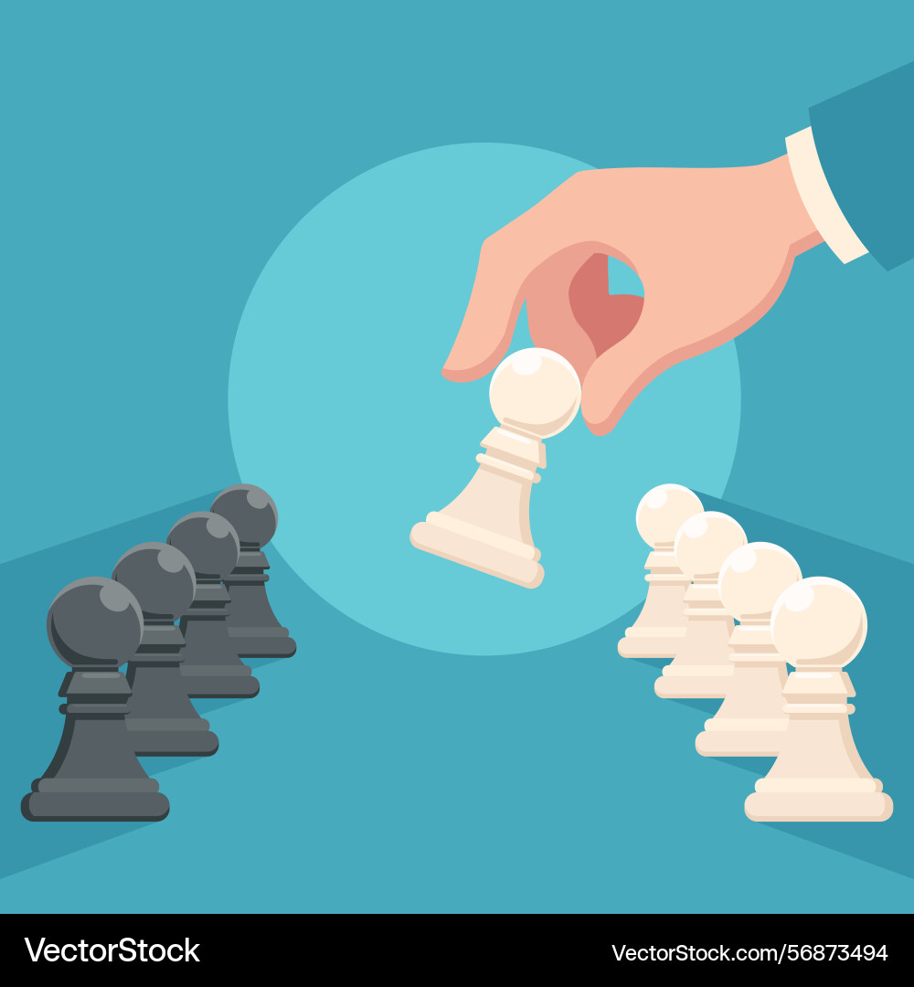 Hand moving chess game figure icon Vector Image