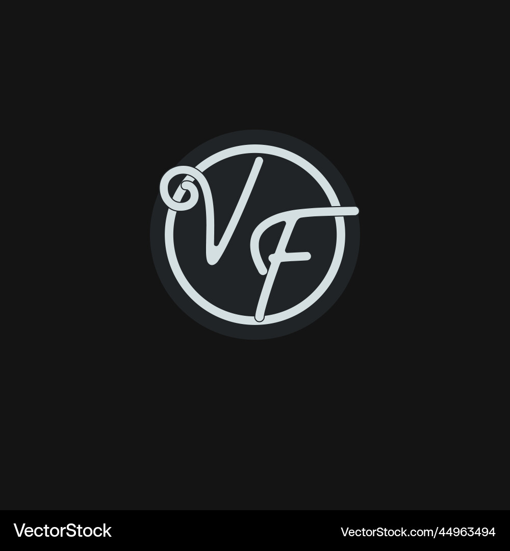 Initials vf logo monogram with simple circle line Initials vf logo monogram with simple circle line Vector Image